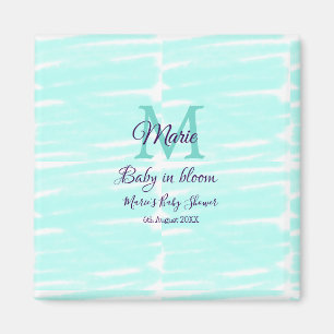 Imán Bebé verde pastel en flor monograma baby shower te