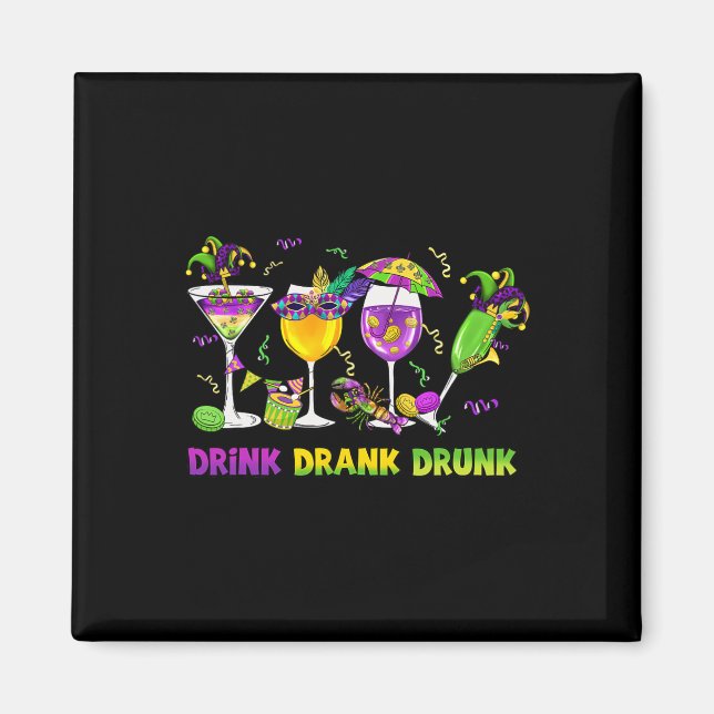 Imán Beber Beber Borracho Gracioso Beber Mardi Gras Gl  (Frente)