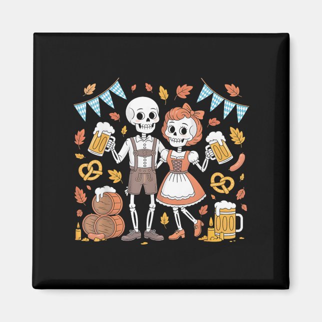 Imán Beber esqueletos de Halloween Costume Gracioso Tee (Frente)