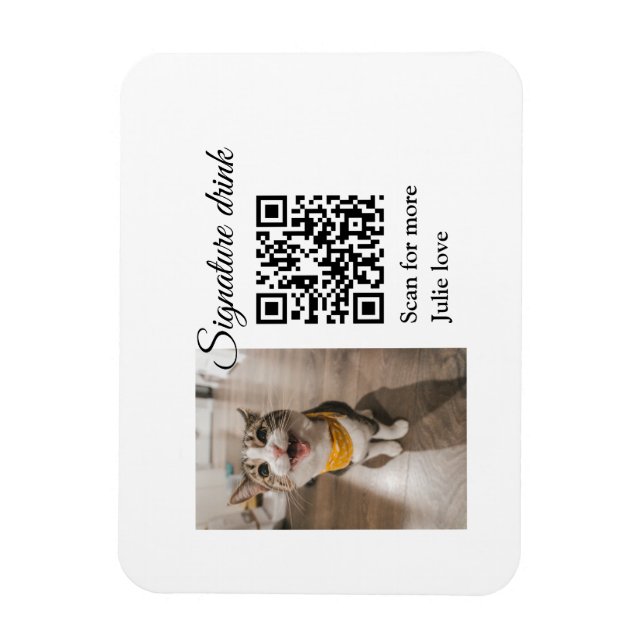 Imán Beber firma exploración código QR agregar nombre d (Vertical)