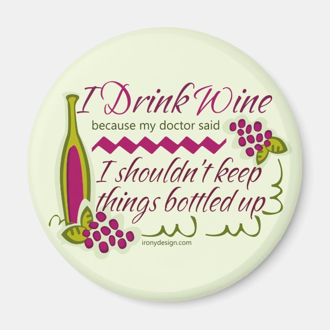 Imán Bebí una cita divertida de vino (Frente)