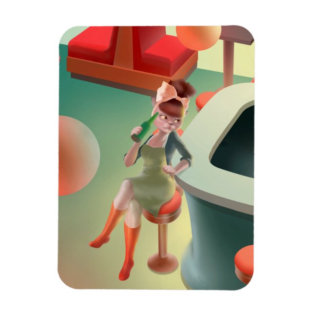 Imán Bebida de gato en el bar (Vertical)