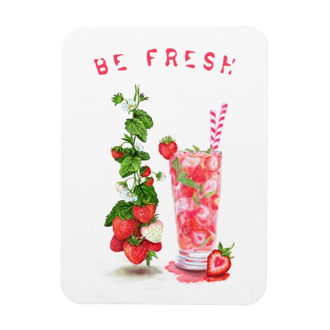 Imán Bebida Guay de jugo de fresa fresca - frutas de ve (Vertical)
