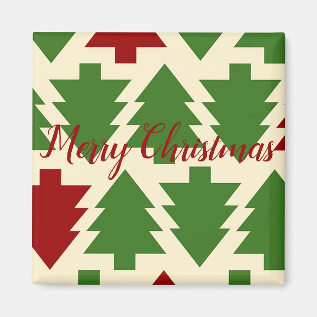 Imán Bebida verde y roja del árbol de Navidad (Frente)