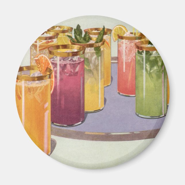 Imán Bebidas antiguas, bebidas con cubos de hielo en un (Frente)