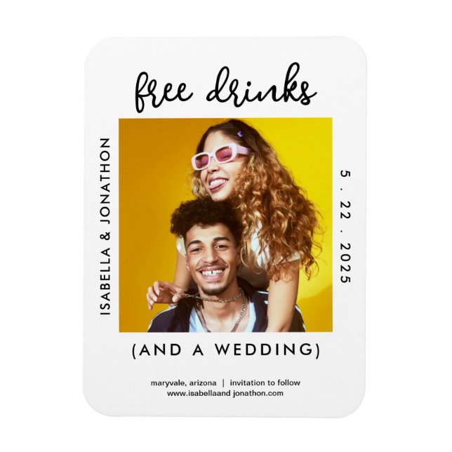 Imán Bebidas gratis Divertidas Guardar la tarjeta fotog (Vertical)