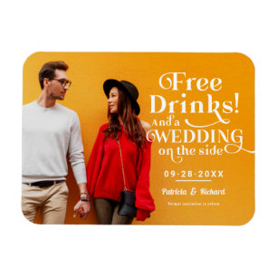 Imán Bebidas Gratis Divertido Casamiento Informal Save 