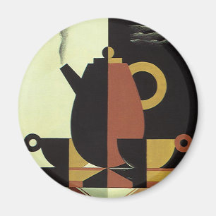 Imán Bebidas Vintage Beverages Coffee Pot con tazas