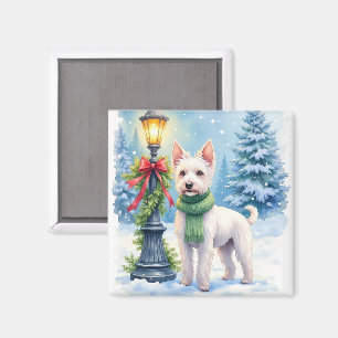 Imán Bedlington Terrier Acuarela Poste de Navidad