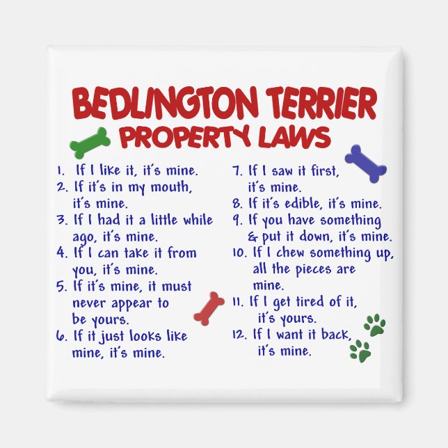 Imán BEDLINGTON TERRIER Property Laws 2 (Frente)