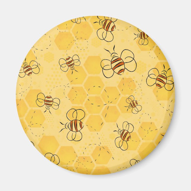 Imán Bee Buzzing Honey Bees Cute (Frente)