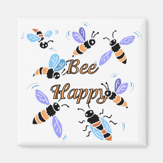 Imán Bee Happy Cute Bumble Bee Tees and Gifts (Frente)