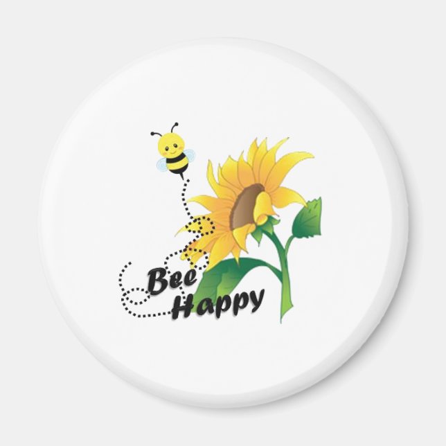 Imán Bee Happy Magnet con Sunflower (Frente)