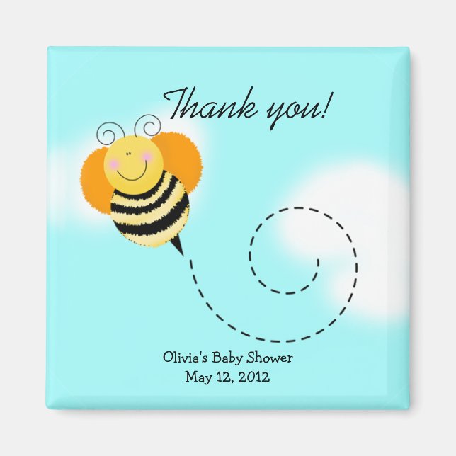 Imán Bee Hop Bumble Bee Baby Shower Favnet (Frente)