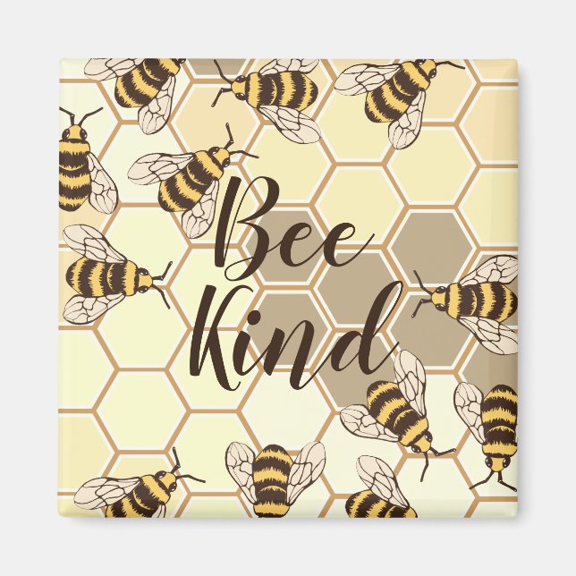 Imán Bee Kind Bumblebees & Honeycomb (Frente)