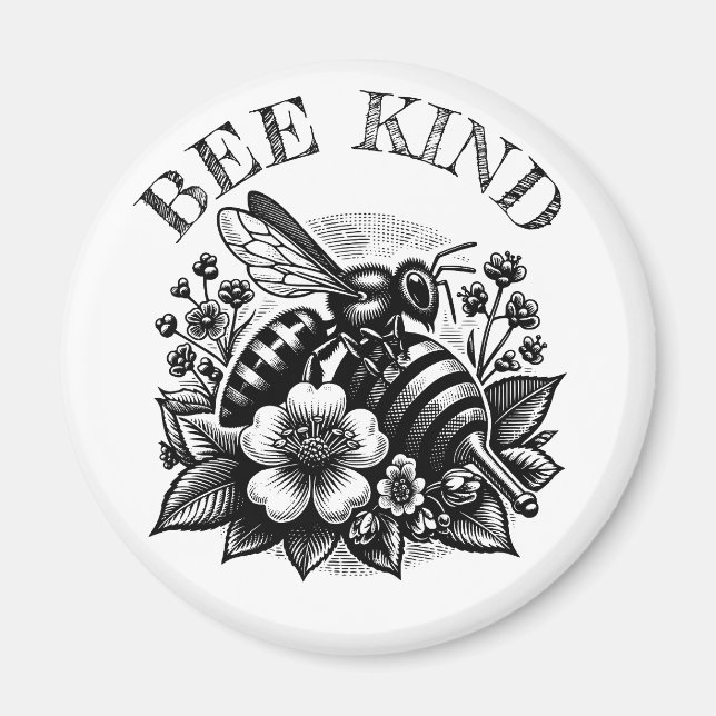 Imán Bee Kind | "Cita de miel de cosecha y flores (Frente)