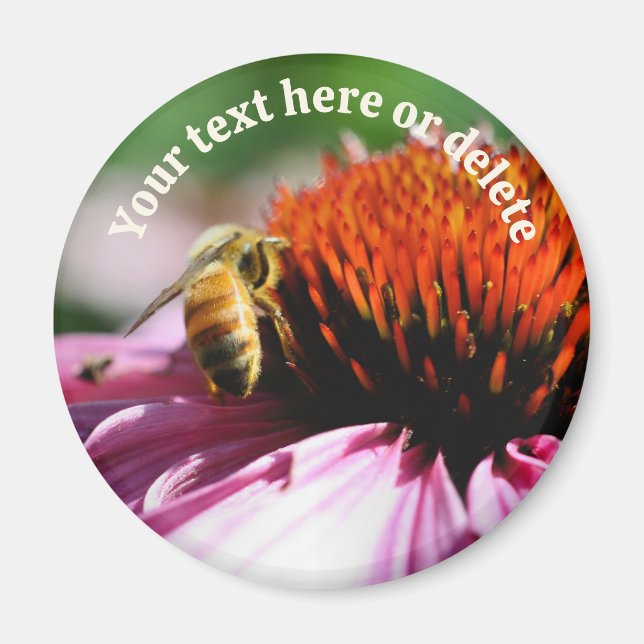 Imán Bee On Echinacea Flower Personalized (Frente)