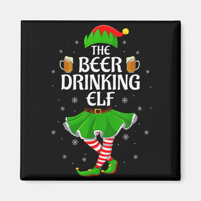 Imán Beer Drinking Elf Christmas Family Girl Women Elf  (Frente)