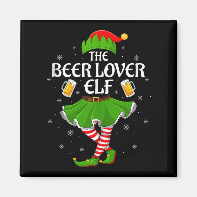 Imán Beer Lover Elf Christmas Family Girls Women Elf Sq (Frente)