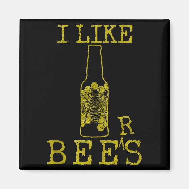 Imán Bees &amp; Beer - Funny Quote Beekeeng Beekeeper G (Frente)