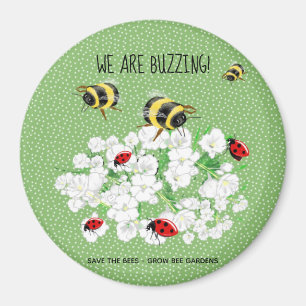 Imán BEES y LadyBugs - Arte de LeahG Salvar las abejas