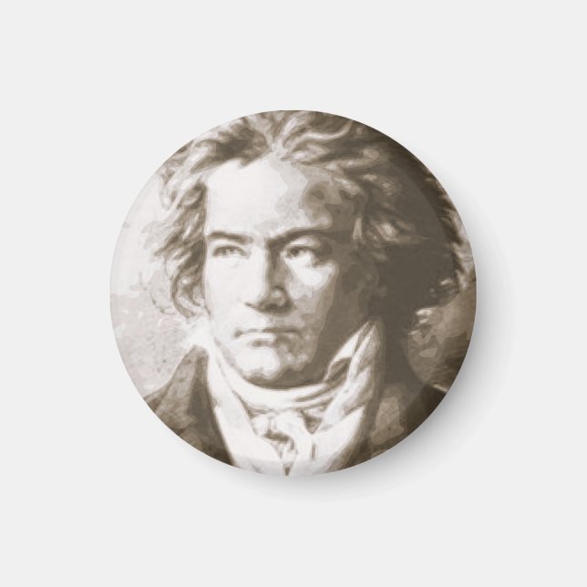 Imán Beethoven En Sepia Pinback (Frente)