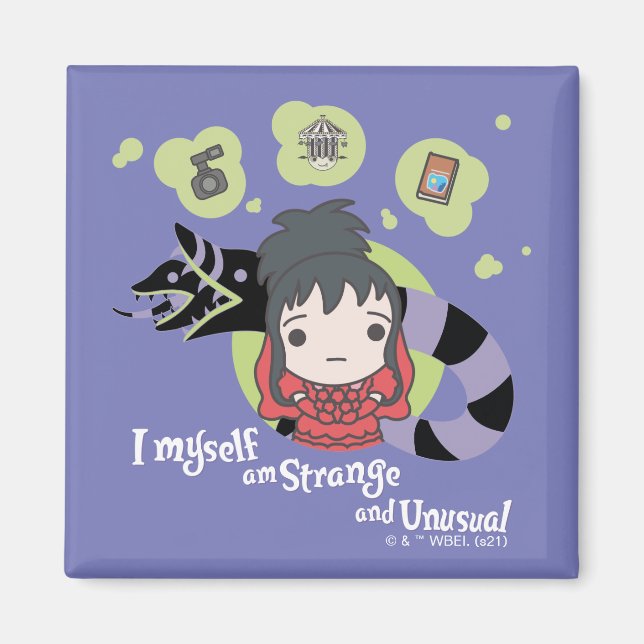 Imán Beetlejuice | Chibi Lydia "Strange and Unusual" (Frente)