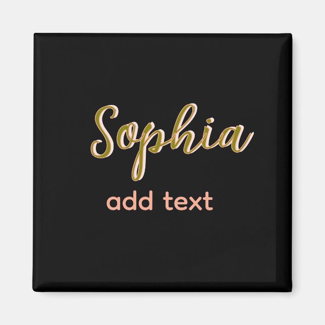 Imán beige añadir nombre chica jefe texto negro elegant (Frente)