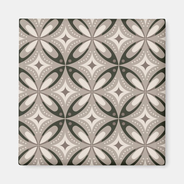 Imán Beige and Brown Retro circular shapes (Frente)