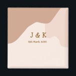 Imán Beige boho curvy orange wedding name date<br><div class="desc">design</div>