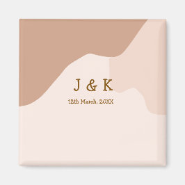 Imán Beige boho curvy orange wedding name date