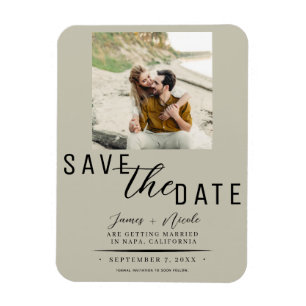 Imán Beige Caqui Foto de Aviso de Boda