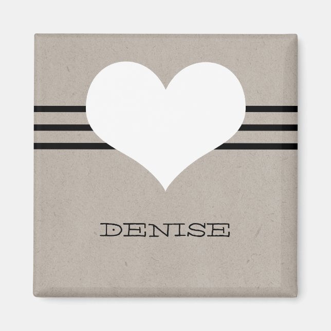 Imán Beige Modern Heart Magnet (Frente)