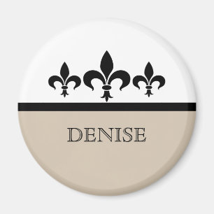 Imán Beige Swanky Fleur De Lis Magnet