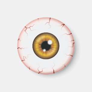 Imán Béisbol de color marrón Halloween Blooshot Eyeball