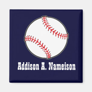 Imán Béisbol de la Armada con nombre azul Deportes Niño