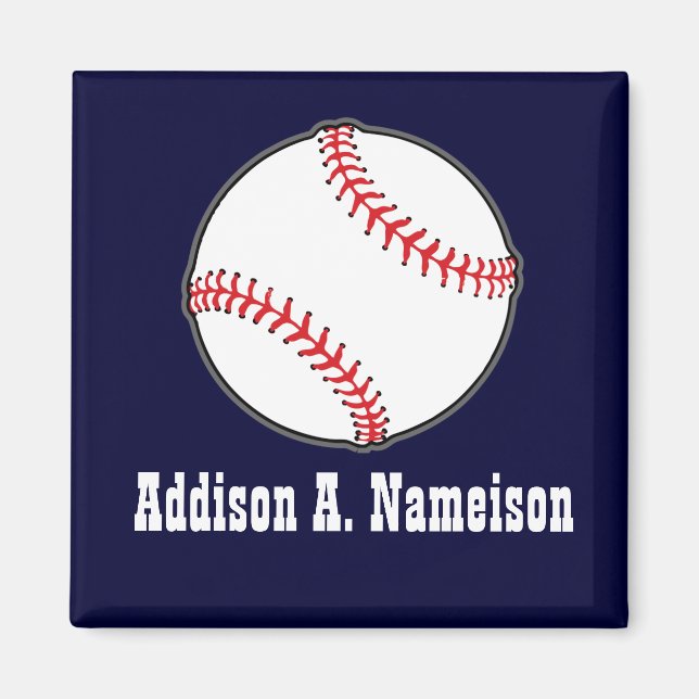 Imán Béisbol de la Armada con nombre azul Deportes Niño (Frente)