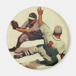 Imán Béisbol Deportivo Vintage, Jugador Deslizándose ha