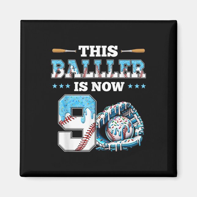 Imán Béisbol Drip Noveno Partido de Cumpleaños Boy Spor (Frente)