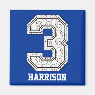 Imán Béisbol personalizado número 3