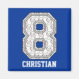 Imán Béisbol personalizado número 8