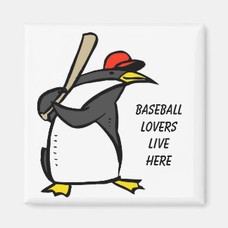Imán beisbol pingüino, enamorados del béisbol viven aqu