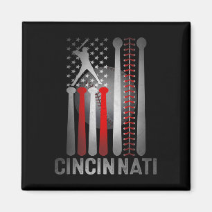 Imán Béisbol Retro Cincinnati Bandera Americana Deterio