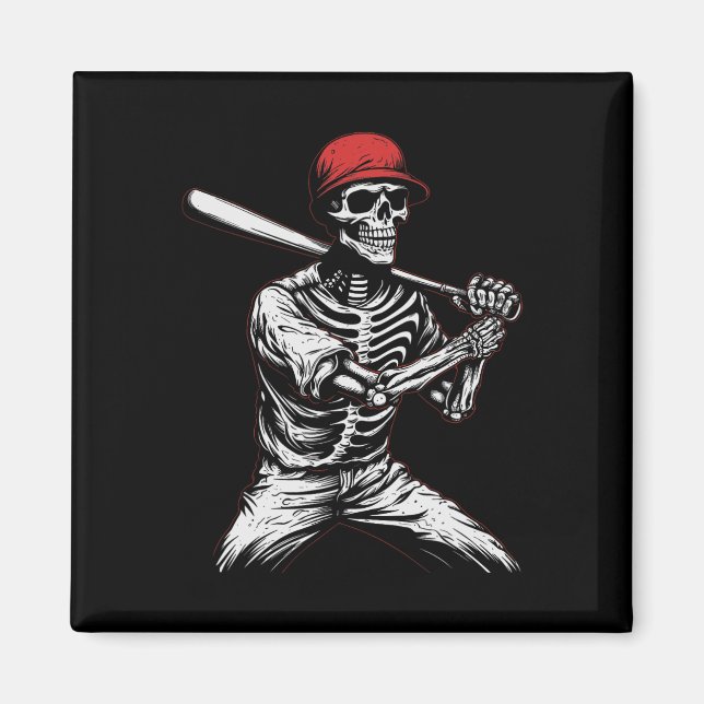 Imán Béisbol Skeleton Halloween 1 (Frente)