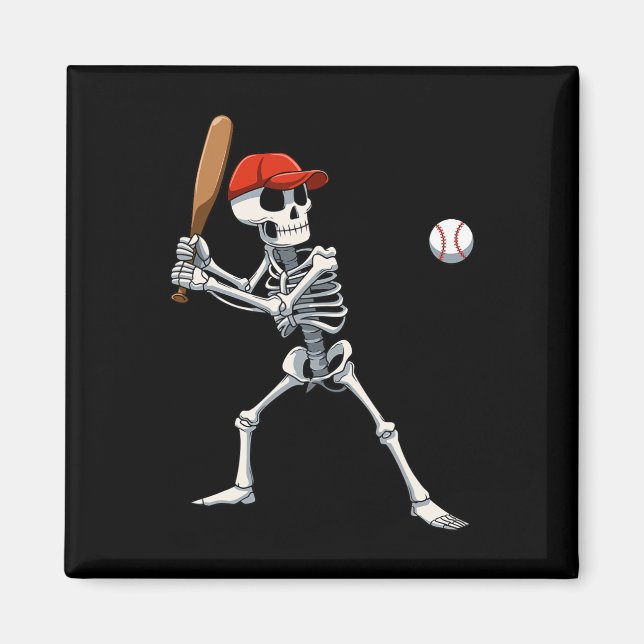 Imán Béisbol Skeleton Halloween Skeleton (Frente)