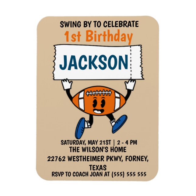 Imán Béisbol Tema Deportivo de primer cumpleaños (Vertical)