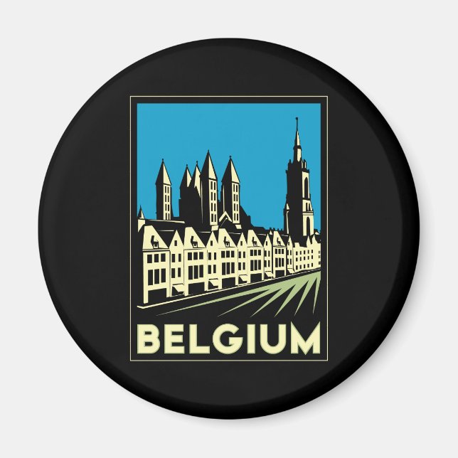 Imán belgium europe art deco retro travel vintage (Frente)