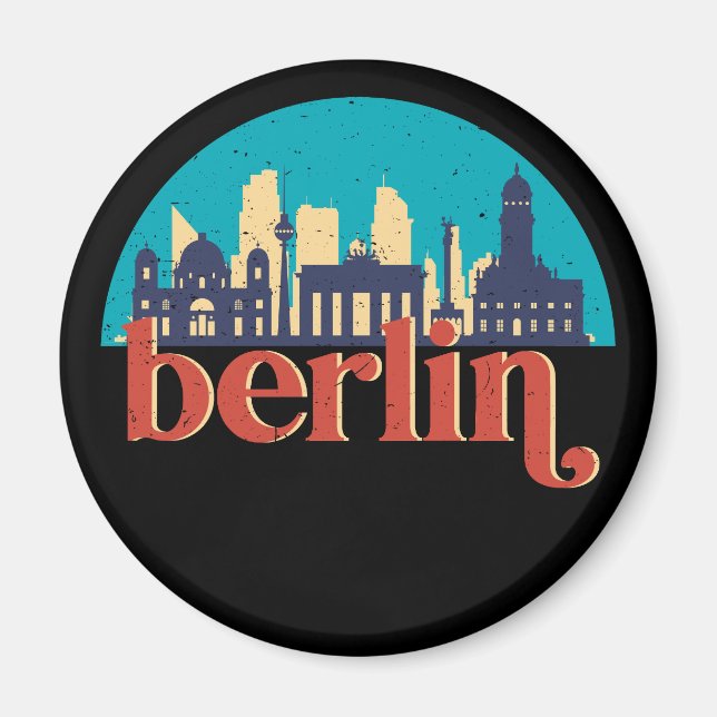 Imán Belice Alemania City Skyline Vintage (Frente)