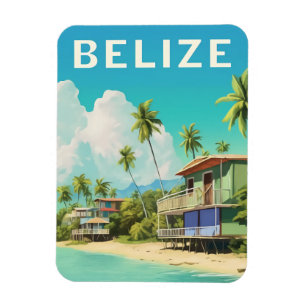 Imán Belice Beach House Travel Souvenir Magnet