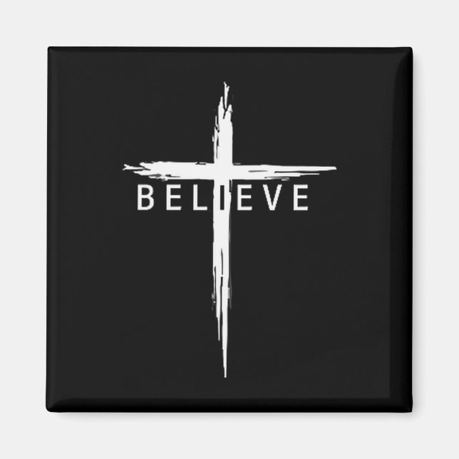 Imán Believe Christian Cross Jesus Christ Christians Me (Frente)